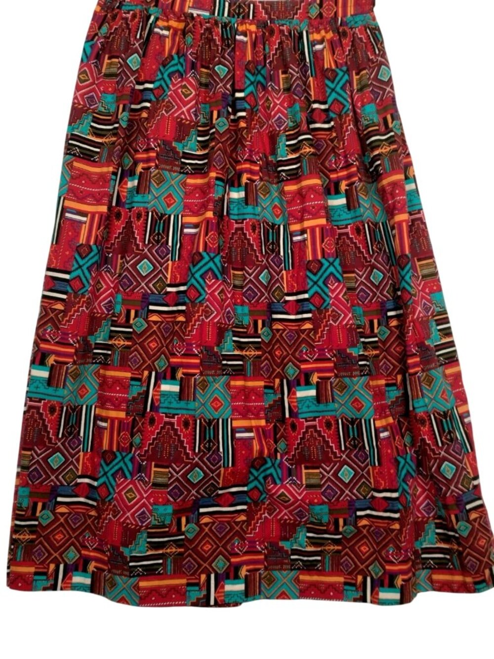 McCalls Skirt Small Long Maxi Southwestern Native Patchwork Tribal Print Natural - Picture 5 of 11
